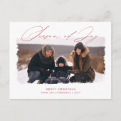 Joy家族のミニマルな季節の写真クリスマス シーズンポストカード (正面)