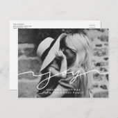 Joy手書きモダンスクリプト休日の写真 ポストカード (正面/裏面)