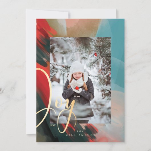 Joy抽象芸術の水色絵を描ブラシーのストロークフォト シーズンカード (正面)