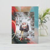 Joy抽象芸術の水色絵を描ブラシーのストロークフォト シーズンカード (スタンド正面)