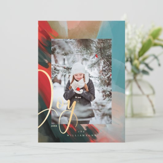 Joy抽象芸術の水色絵を描ブラシーのストロークフォト シーズンカード (スタンド正面)