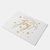 JOY文字フェイク金ゴールドグリッタールッククリスマス ドアマット (アングル)