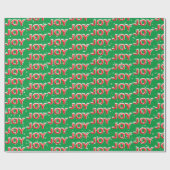 JOY文字（緑の背景に雪片を付ける） ラッピングペーパー (フラット)