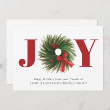 JOY水企業の色リースレッドホリデーカード