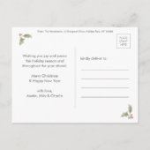 JOY水色クリスマスリースカスタム写真金ゴールド シーズンポストカード (裏面)