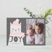 JOY白いクリスマス猫ファミリー写真 シーズンカード (スタンド正面)