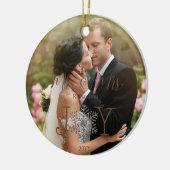 Joy私たちの初めてのクリスマスはMr. & Mrs. 2写真 セラミックオーナメント (左)