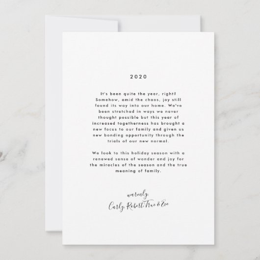 Joy見つかった私たちアーチ型フォトホリデーカード (裏面)