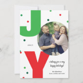 JOY赤と緑の写真クリスマスホリデーカード シーズンカード (正面)