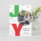 JOY赤と緑の写真クリスマスホリデーカード シーズンカード (スタンド正面)
