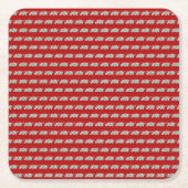 JOY赤のスクリプモダントはっきりした・ミニマリスト・クリスマス スクエアペーパーコースター (正面)