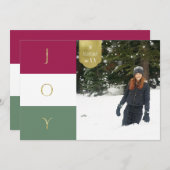 JOY金ゴールドスパークルカラーブロックホリデーフォト シーズンカード (正面/裏面)