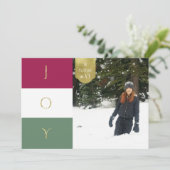 JOY金ゴールドスパークルカラーブロックホリデーフォト シーズンカード (スタンド正面)