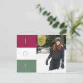 JOY金ゴールドスパークルカラーブロックホリデーフォト シーズンポストカード (スタンド正面)