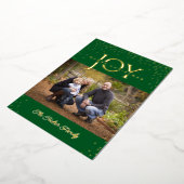 JOY金ゴールド紙吹雪グリーンメリークリスマスフォト 箔シーズンカード (回転した状態)