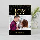 JOY金ゴールド紙吹雪ブラック2フォトメリークリスマス 箔シーズンカード (立ち正面)