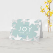 JOY霜の雪の結晶ブルーコーポレートクリスマス カード (黄色い花)