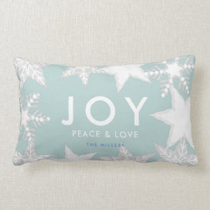 JOY霜の雪の結晶ライトブルークリスマス ランバークッション