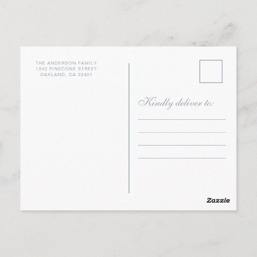 JOY | おしゃれな葉の赤ちゃん写真のホリデーカード ポストカード (裏面)