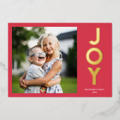 JOY はっきりしたカラフル Christmas Photo 箔シーズンカード (正面)