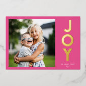 JOY はっきりしたカラフル Christmas Photo 箔シーズンカード (正面)