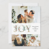 JOY エレガントな3枚の写真 ゴールド グリーンのクリスマス シーズンカード (正面)