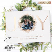 「Joy」エレガント写真パーソナライズされた実在 箔シーズンカード