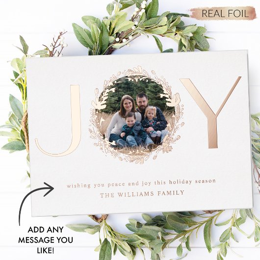 「Joy」エレガント写真パーソナライズされた実在 箔シーズンカード