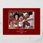 JOY エレガント Burgundyクリスマスフォト金ゴールド 箔シーズンカード (裏面)