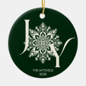 JOY エレガント Forest Green Photo Christmas Ornament セラミックオーナメント (正面)
