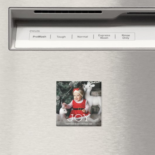 "JOY"クリスマスのエレガント高級カスタム写真+文字 マグネット (インサイチュ (食洗機))