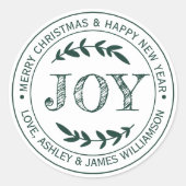JOY クリスマスのメッセージ ギフトラベル ラウンドシール (正面)