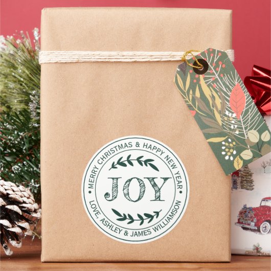 JOY クリスマスのメッセージ ギフトラベル ラウンドシール (クリスマス)