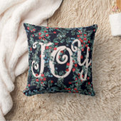 Joy！クリスマスのレッドベリー模様 クッション (ブランケット)