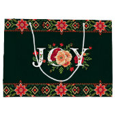 JOY クリスマスの花柄ボーダー ラージペーパーバッグ (裏面)