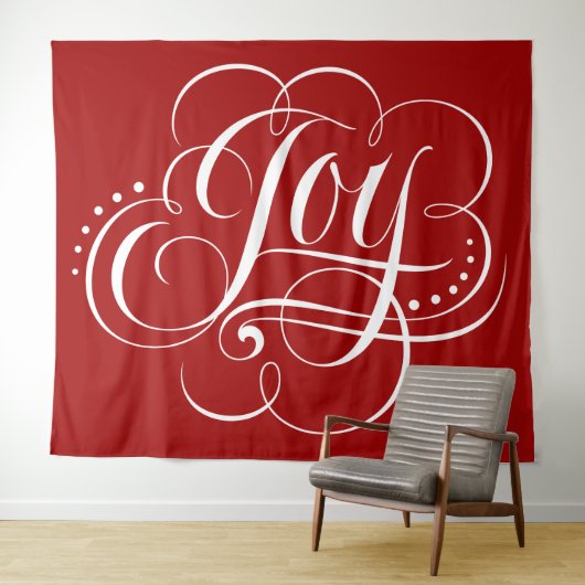 JOY クリスマスカリグラフィーレタリング 赤 タペストリー (インサイチュ(横))