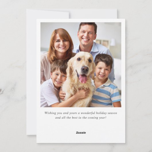 JOY クリスマスツリーのホーリーベリーの枝の写真 シーズンカード (裏面)