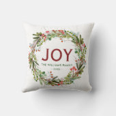 Joy – クリスマスリースの姓 クッション (裏面)