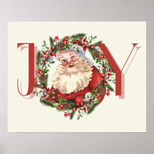 JOY サンタ クリスマス ウォールアート デコール ポスター (正面)