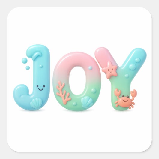 JOY パステルオーシャン光沢ワード スクエアシール (正面)