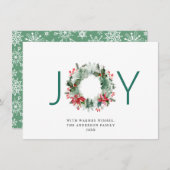 JOY フェスティブ ホリー ベリー リース クリスマス グリーティング (正面/裏面)
