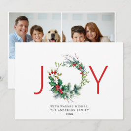 JOY フェスティブ ホーリー ベリー リース クリスマス グリーティング