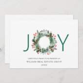 JOY フェスティブ ホーリー ベリー リース クリスマス グリーティング (正面/裏面)