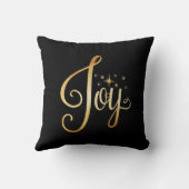 "Joy"ブラック金ゴールドスクリプエレガントトホリデーシーズン クッション (裏面)