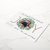 JOY ホリデー カード 両面 フォイル加工 水彩の花輪 (回転した状態)