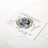 JOY ホリデー カード 箔押し 写真&ユーカリの花輪付き (回転した状態)