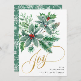 JOY  ホリーベリーの枝のクリスマスグリーティング シーズンカード