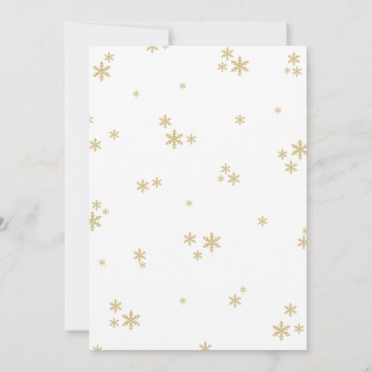 "Joy"ホワイト&金ゴールドスノーフレーク写真クリスマスカード シーズンカード (裏面)