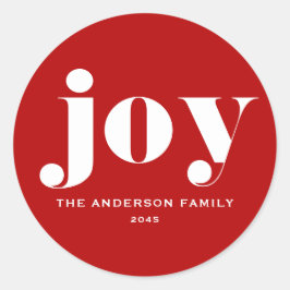 JOY ボールドタイポグラフィ モダン クリスマス レッド ラウンドシール