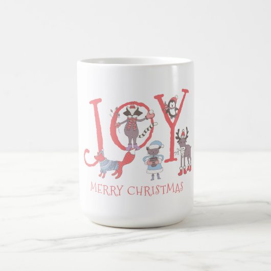Joy メリークリスマス 冬の動物たち コーヒーマグカップ (中央)